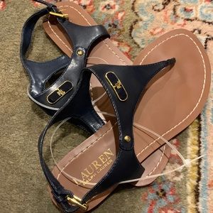 Classic butter soft navy leather Ralph Lauren sandals. Size 7.5